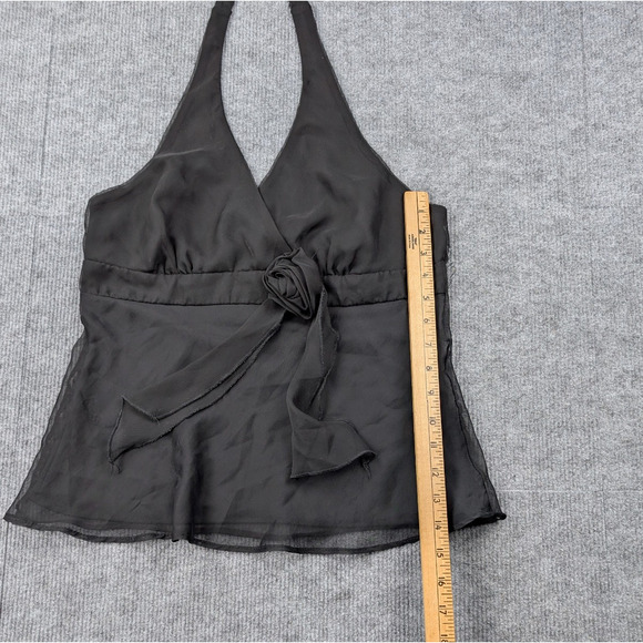 VIntage Halter Top Womens Large Y2K Studio Y Whimsigoth Chiffon Preppy Black 90s - Picture 3 of 6
